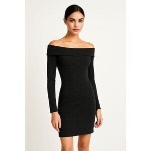 Express Womens OffShoulder Jersey Sweater Knit Dress XTRA-SMALL XS in Charcoal